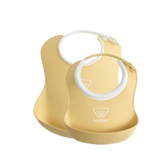 Set 2 bavete BabyBjorn Baby Feeding Set Powder Yellow