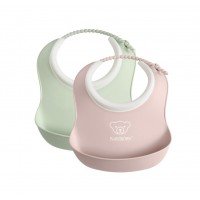 Set 2 bavete Powder Green/Powder Pink BabyBjorn