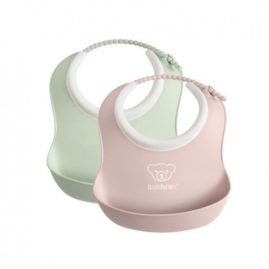 Set 2 bavete Powder Green/Powder Pink BabyBjorn