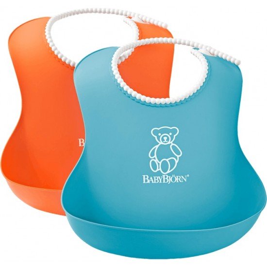 Set 2 bavete Soft Bib Orange/Turquoise BabyBjorn