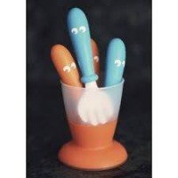 Set lingurite si furculite pentru bebelusi (4 bucati) BabyBjorn – Orange/Turquoise