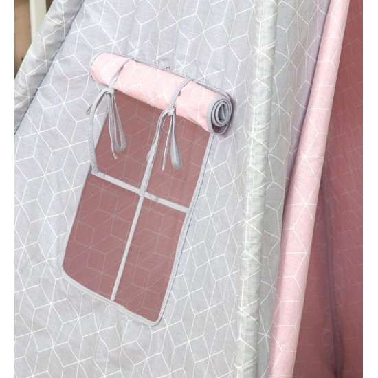 Cort de joaca Tipi 100x100 cm Geometric Pink Jolie