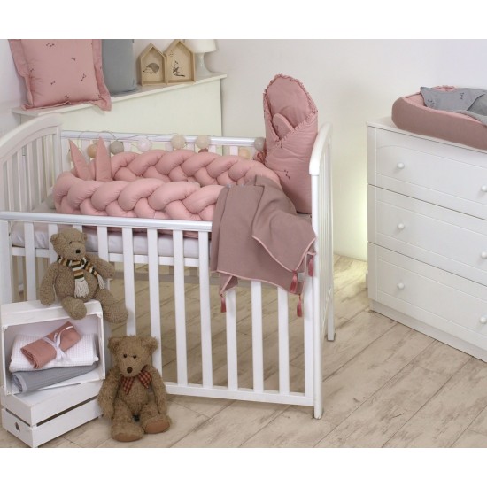 Protectie impletita pentru patut si Baby nest Pure Rose 210*21 cm Jolie