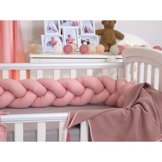 Protectie impletita pentru patut si Baby nest Pure Rose 210*21 cm Jolie
