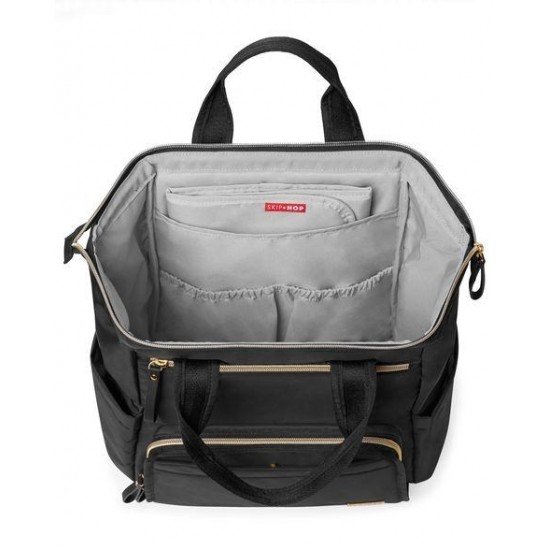 Geanta pentru scutece tip rucsac cu deschidere larga Black Skip Hop