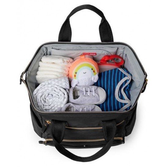 Geanta pentru scutece tip rucsac cu deschidere larga Black Skip Hop