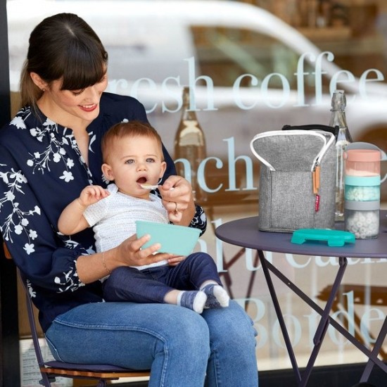 Set de calatorie pentru hranire Skip Hop - Soft turcoaz