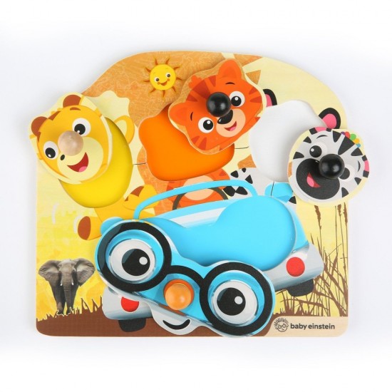 Puzzle de lemn Hape Friendly Safari Faces Baby Einstein