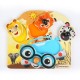 Puzzle de lemn Hape Friendly Safari Faces Baby Einstein