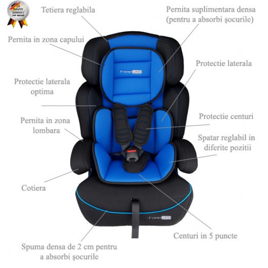 Scaun Auto Freemove Blue BabyGo - grupa 9-36 kg