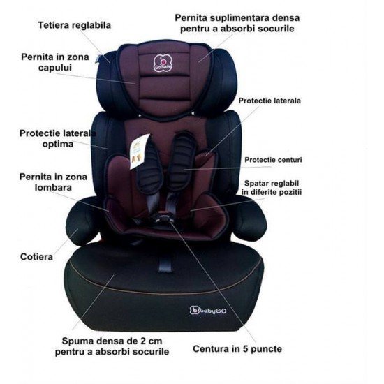 Scaun auto Freemove Brown BabyGo grupa 9 -36 kg