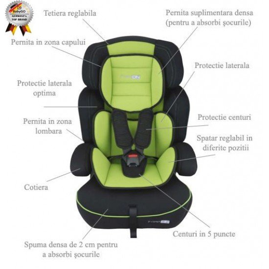 Scaun Auto Freemove Green Babygo - grupa 9-36 kg