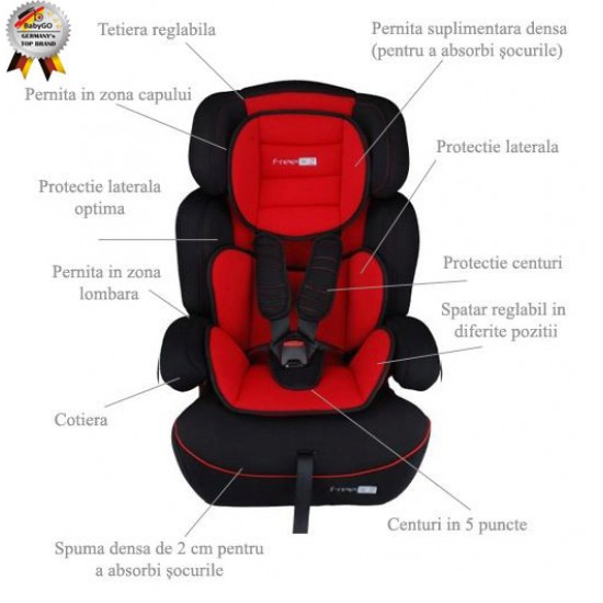 Scaun Auto Freemove Red BabyGo - grupa 9-36 kg
