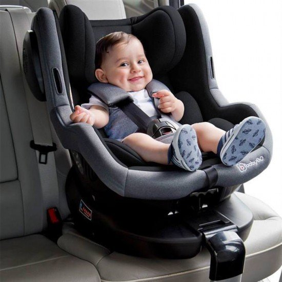 Scaun auto cu Isofix Rotativ 360 Iso BabyGo 0-18 kg – Gri