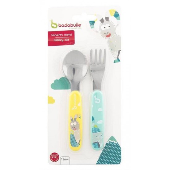 Set lingura si furculita de Inox Blue Chamois Badabulle