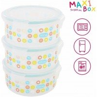 Set 3 boluri ermetice Maxi 500 ml pentru pastrarea hranei Badabulle