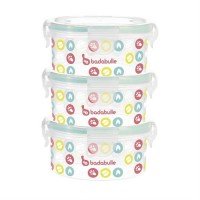 Set 3 boluri ermetice pentru pastrarea hranei Badabulle