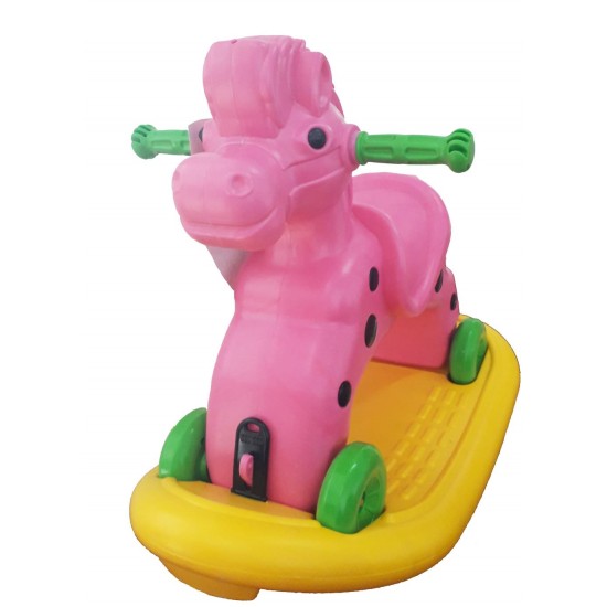 Calut balansoar cu roti Speedy Yellow/Pink