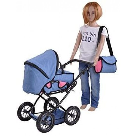 Carucior 2 in 1 pentru papusi Ruby Jeans Blue
