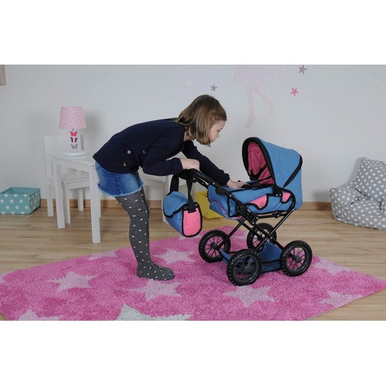 Carucior 2 in 1 pentru papusi Ruby Jeans Blue