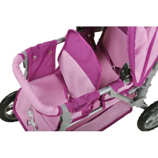 Carucior pentru doua papusi Big Twin The Unicorn