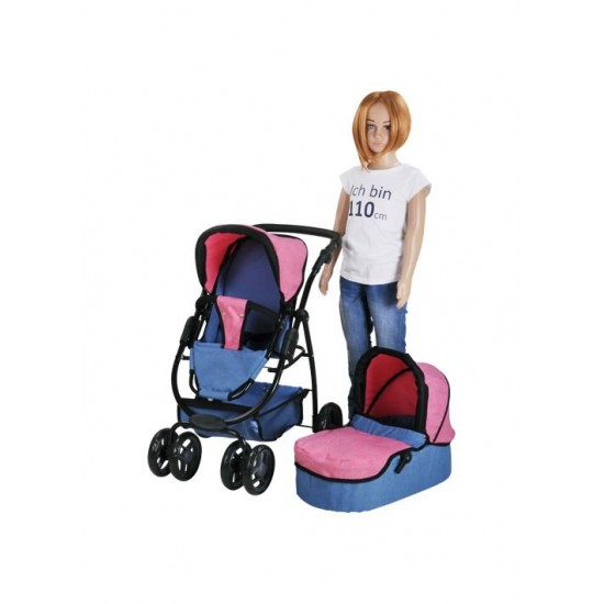 Carucior pentru papusi 3 in 1 Coco Jeans Blue