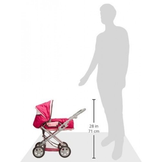 Carucior pentru papusi cu gentuta Kyra Pink With Butterfly