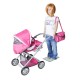 Carucior pentru papusi cu gentuta Kyra Pink With Butterfly