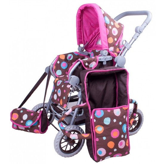 Carucior pentru papusi cu maner reversibil Twingo-S Brown Splash