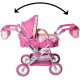 Carucior pentru papusi cu maner reversibil Twingo-S Pink With Stripe