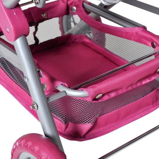 Carucior pentru papusi cu maner reversibil Twingo-S Pink With Stripe
