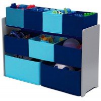 Organizator jucarii cu cadru din lemn Deluxe Grey Blue
