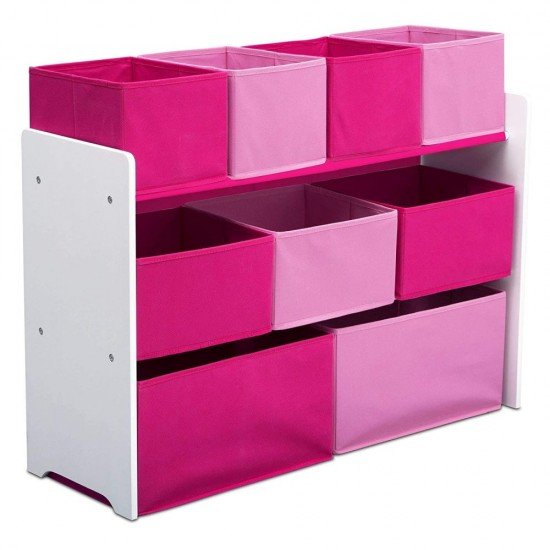 Organizator jucarii cu cadru din lemn Deluxe White Pink