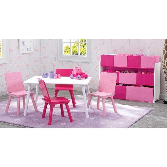 Organizator jucarii cu cadru din lemn Deluxe White Pink