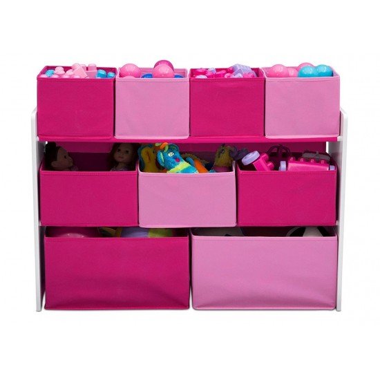 Organizator jucarii cu cadru din lemn Deluxe White Pink