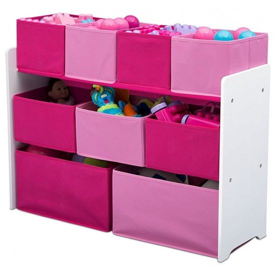 Organizator jucarii cu cadru din lemn Deluxe White Pink