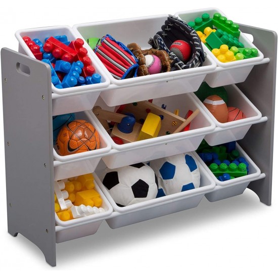 Organizator jucarii cu cadru din lemn Grey White Signature 