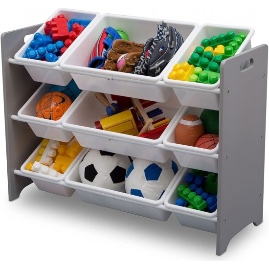 Organizator jucarii cu cadru din lemn Grey White Signature 