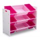 Organizator jucarii cu cadru din lemn White Pink Signature 