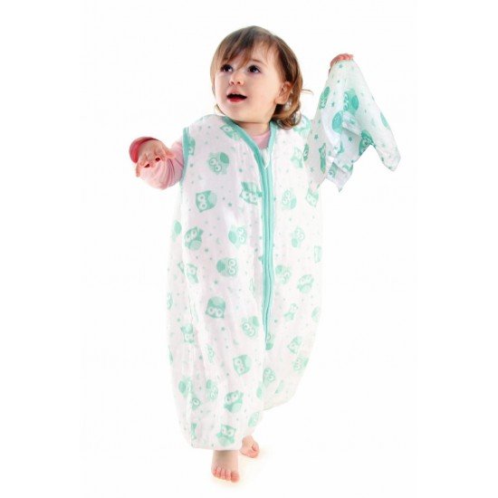 Sac de dormit cu picioruse Mint Owl din muselina 12-18 luni 0.5 Tog