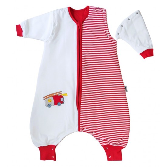 Sac de dormit cu picioruse si maneca lunga detasabila Fire Engine 6-12 luni 2.5 Tog