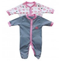 Set 2 bucati salopeta cu maneca lunga Pink Elephant 18-24 luni