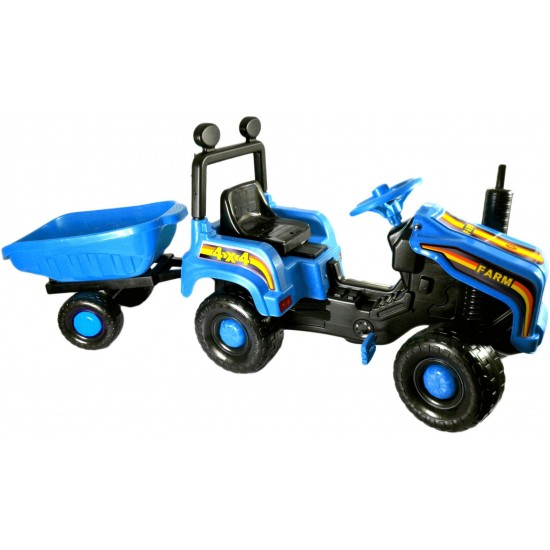 Tractor cu pedale si remorca Mega Farm Blue