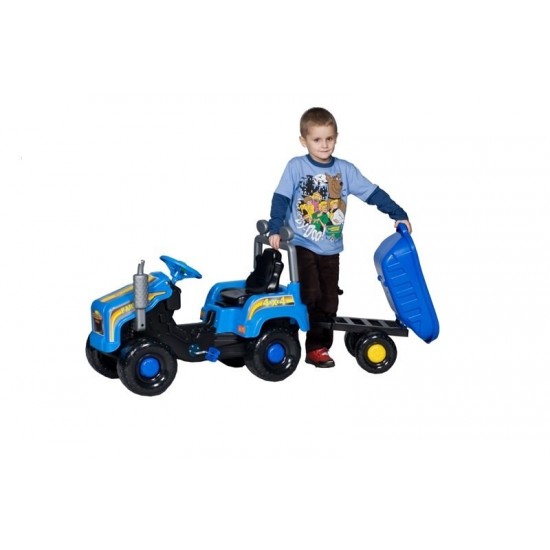 Tractor cu pedale si remorca Mega Farm Blue