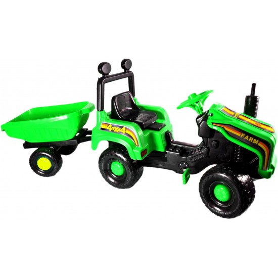 Tractor cu pedale si remorca Mega Farm Green