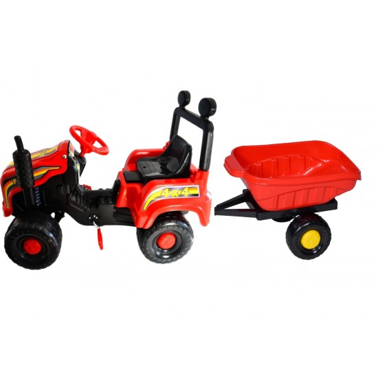 Tractor cu pedale si remorca Mega Farm Red