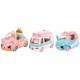 Set 3 masinute Wedding Wheels cu 3 figurine Shopkins Cutie Cars