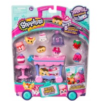 Set 8 figurine Pink Shopkins - Mini dulciuri asortate si carucior