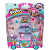 Set 8 figurine Purple Shopkins - Mini dulciuri asortate si carucior