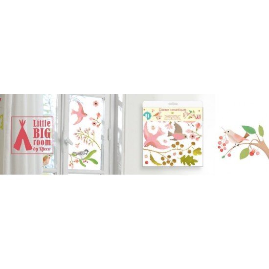 Abtibilduri Djeco pentru fereastra - Pasari romantice